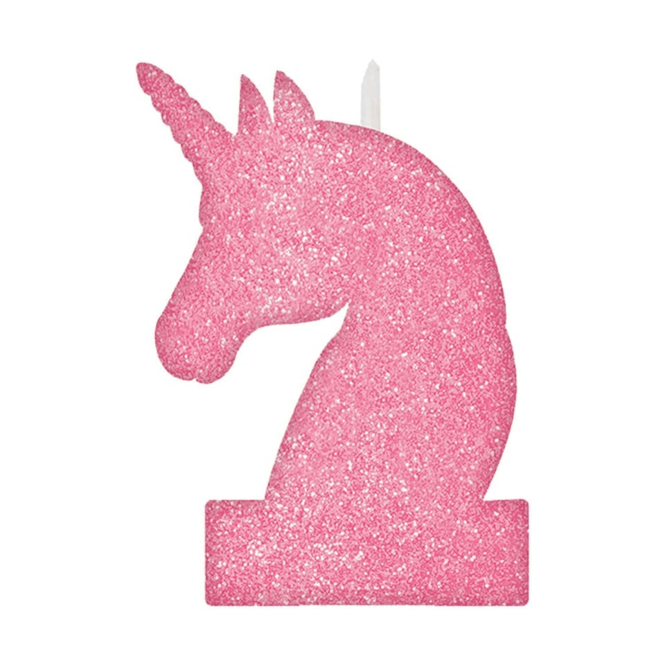 Amscan Magical Unicorn Glitter Birthday Candle - Pink - 13cm x 8cm