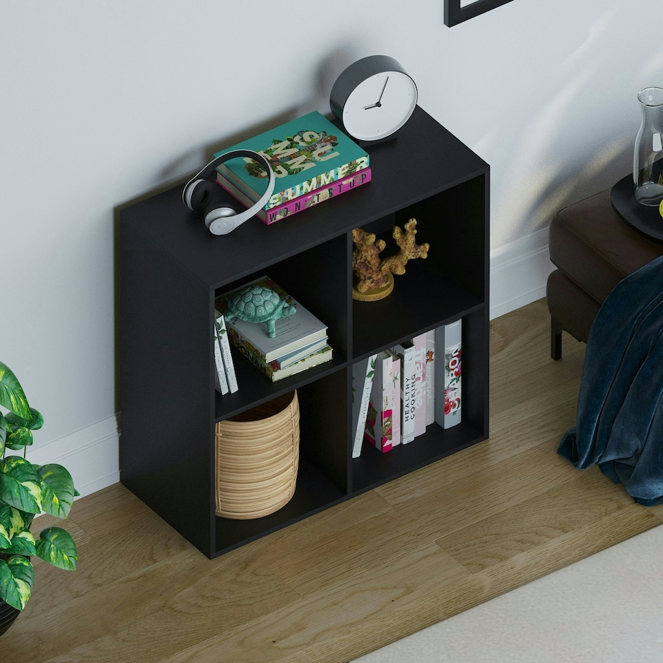 image 1 of Vida Designs Durham 2x2 Cube Storage Bookcase Display Unit, Black