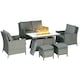 image 1 of Outsunny Rattan Garden Furniture Sofa Set Armchairs Footstools Fire Pit Table