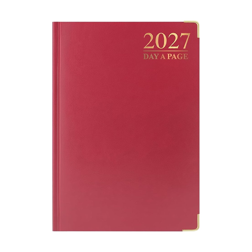image 1 of MantraRaj 2027 Diary A5 Page A Day Padded Case Bound Desk Diary Office Organiser Planner Red
