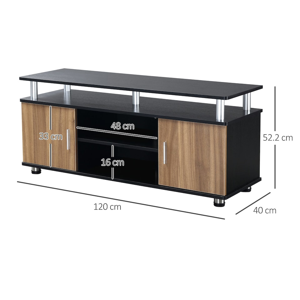 image 1 of HOMCOM TV Cabinet Stand Entertainment Center Media Console Storage Black, Walnut
