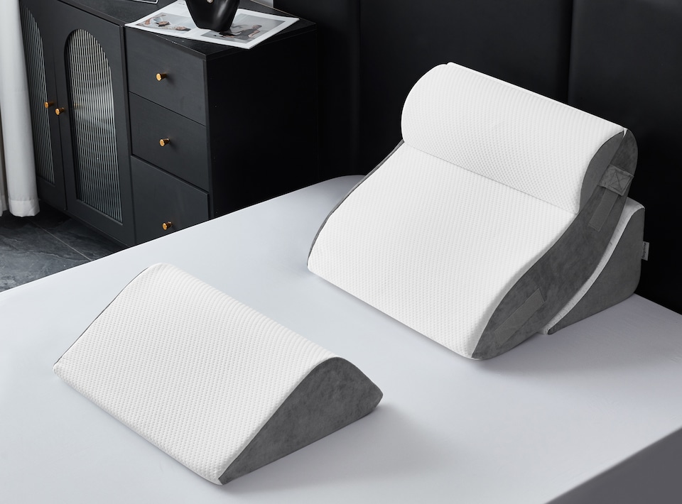 image 1 of Ezysleep 4 Piece Adjustable Pain Relieving Support Memory Foam Wedge Pillow Set