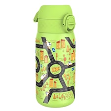 Leak Proof Kids Water Bottle, Stainless Steel, 400ml (13oz) | Green | Cars | One Size