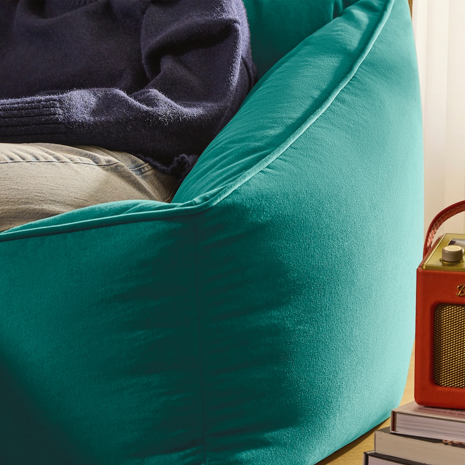image 1 of icon Natalia  Velvet Armchair and Footstool Bean Bag, Teal