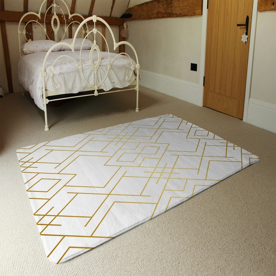 image 1 of Golden Geo Pattern (Rug) Gold | Small: 60x110cm