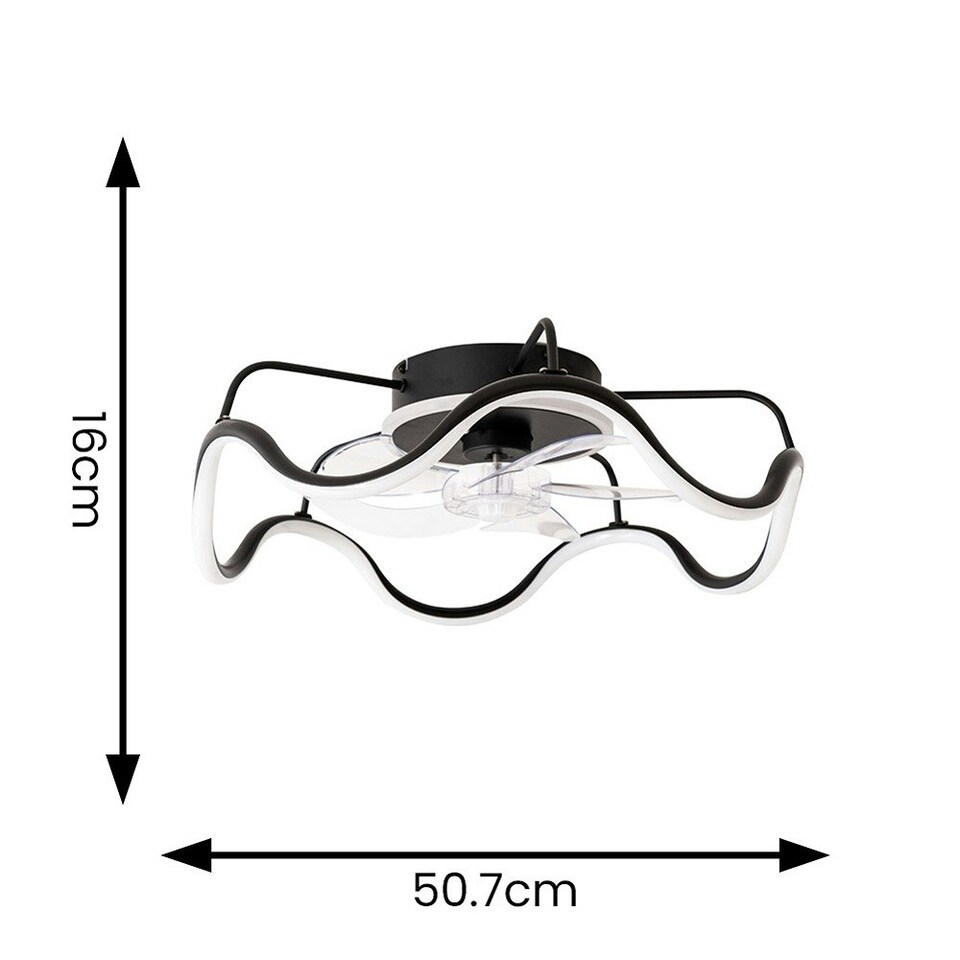 image 1 of ValueLights Infinity Black Wave Integrated LED Ceiling Fan & Remote