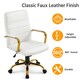 image 4 of Yaheetech Mid-Back Office Chair with Gold Frame White | White
