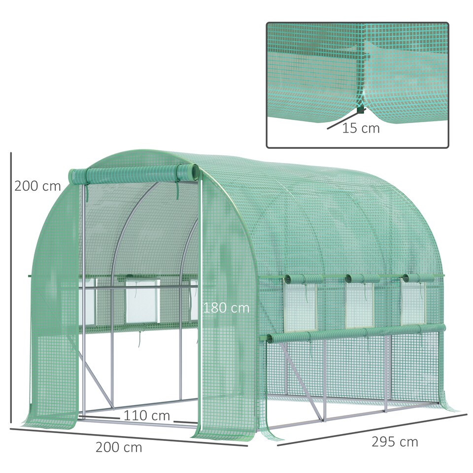 image 1 of Outsunny 3 x 2 x 2m Polytunnel Green House w UV-resistant PE Cover, Green