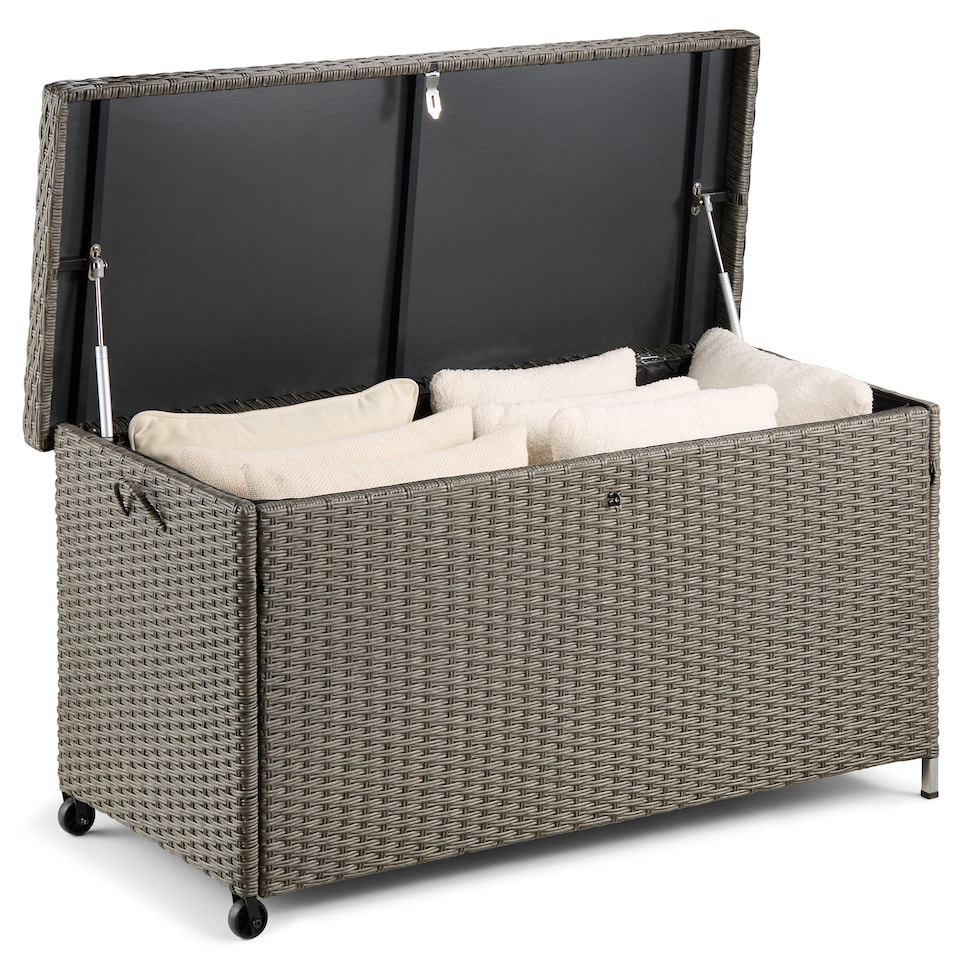image 1 of VonHaus Rattan Effect with Lockable Lid Garden Storage Box 290L