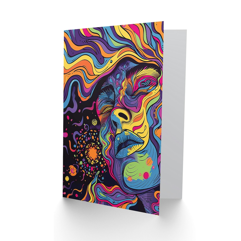 image 1 of Cosmic Trance Meditation Portrait Him Her Birthday Card