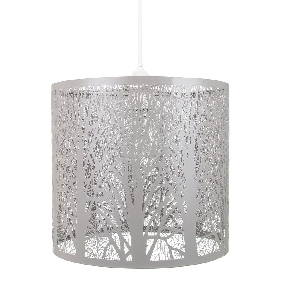 image 1 of Unique and Beautiful Soft Grey Metal Forest Design Ceiling Pendant Shade | Grey | Grey | 1