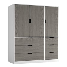 RIGA 3 Door 6 Drawer Wardrobe | White | White & Cedar Grey | 10 x 44.5 x 79 | 1