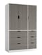 image 1 of RIGA 3 Door 6 Drawer Wardrobe | White | White & Cedar Grey | 10 x 44.5 x 79 | 1
