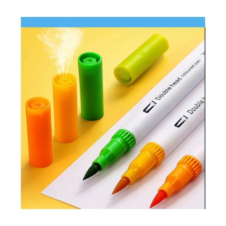 image 1 of Pack of 12 Assorted Colour Dual Tip Brush Pens
