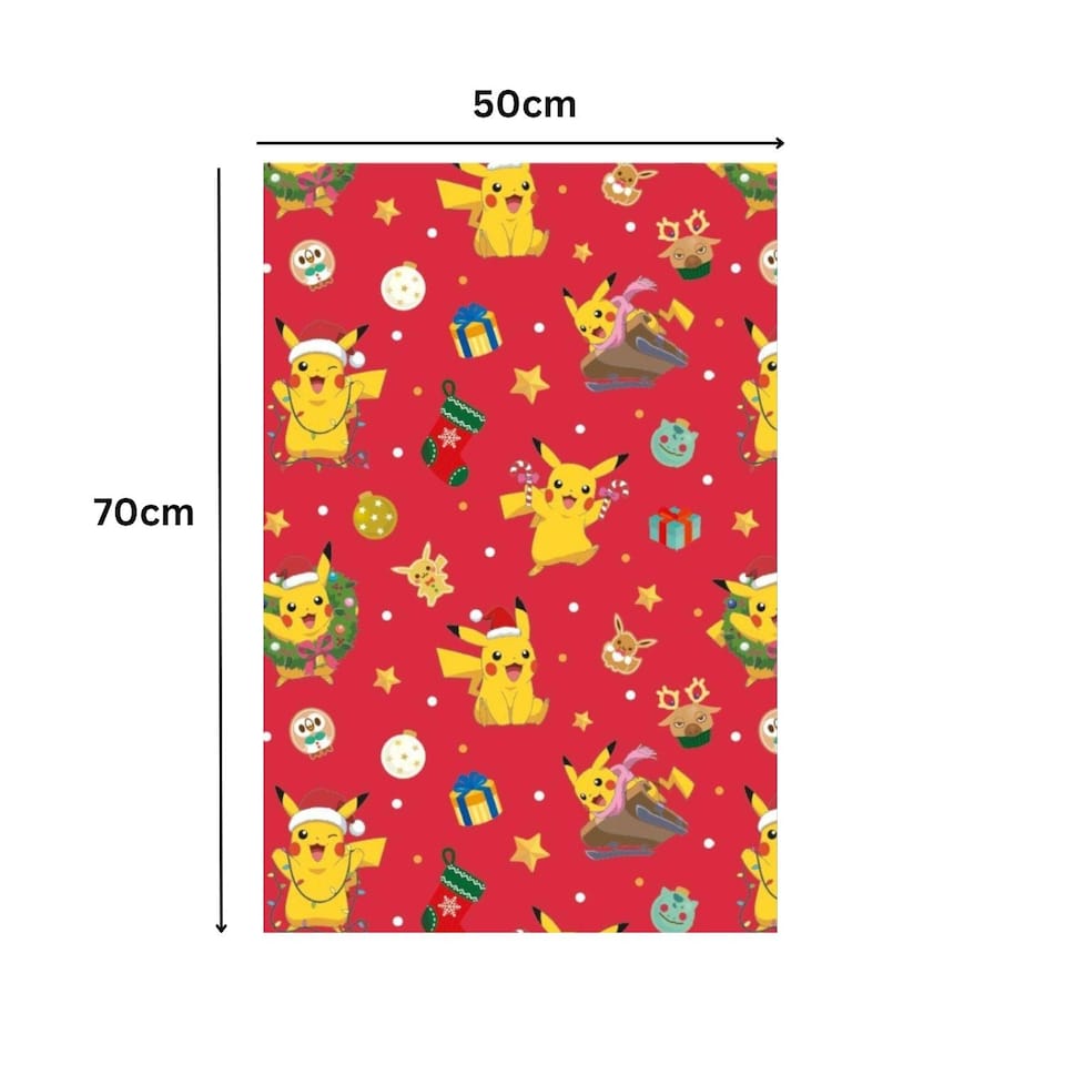 image 1 of Pokemon Christmas 4 Sheets & 4 Tags Gift Wrap