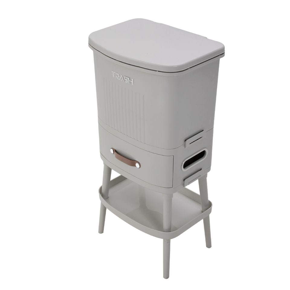 image 1 of Living and Home 30L 2-Tier Dry Wet Separation Trash Bin | Grey