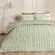 image 1 of OHS Gingham Filled Seersucker Duvet Cover Set with Pillowcase Bedding | Green | Sage | Single