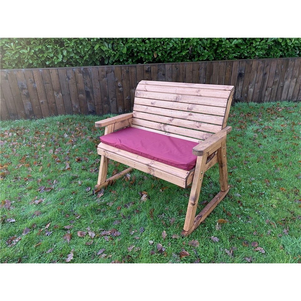 image 1 of Deluxe Rocker Bench With 1 x Bench Cushion Burgundy, 1 x Scatter Cushion Burgundy, 1 x Standard Cover