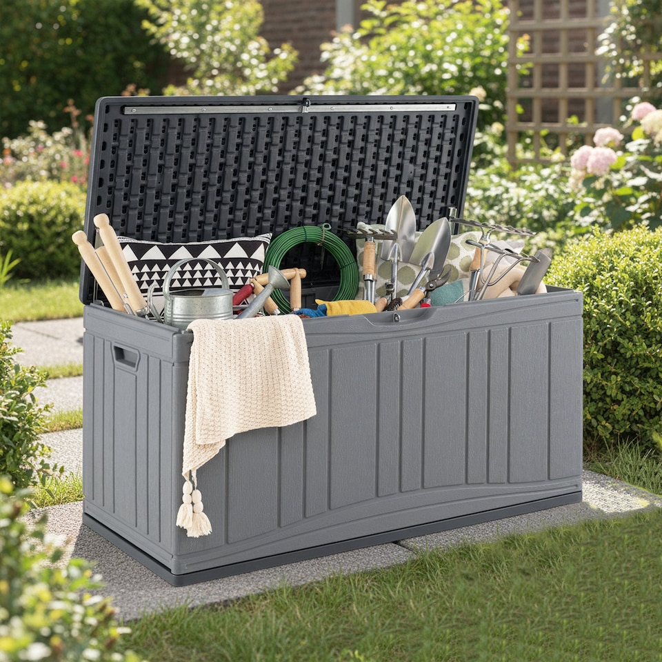 image 1 of COSTWAY 300 L Patio Deck Box Large HDPE Storage Container with Lockable Lid