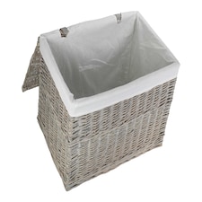 72cm Grey Wash Finish Storage Wicker Hamper Basket | Grey | Grey | L