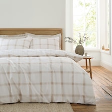 Bianca Oxton Check 200 Thread Count Cotton Reversible Duvet Cover Set Natural | Cream | Natural | Double
