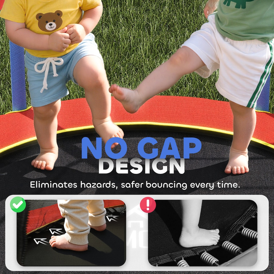 image 1 of HOMCOM Trampoline for Kids w Enclosure Net Built-in Zipper 3-10 Year