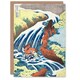 image 1 of Hokusai Japanese Art Card Waterfall Where Yoshitsune Washed His Horse