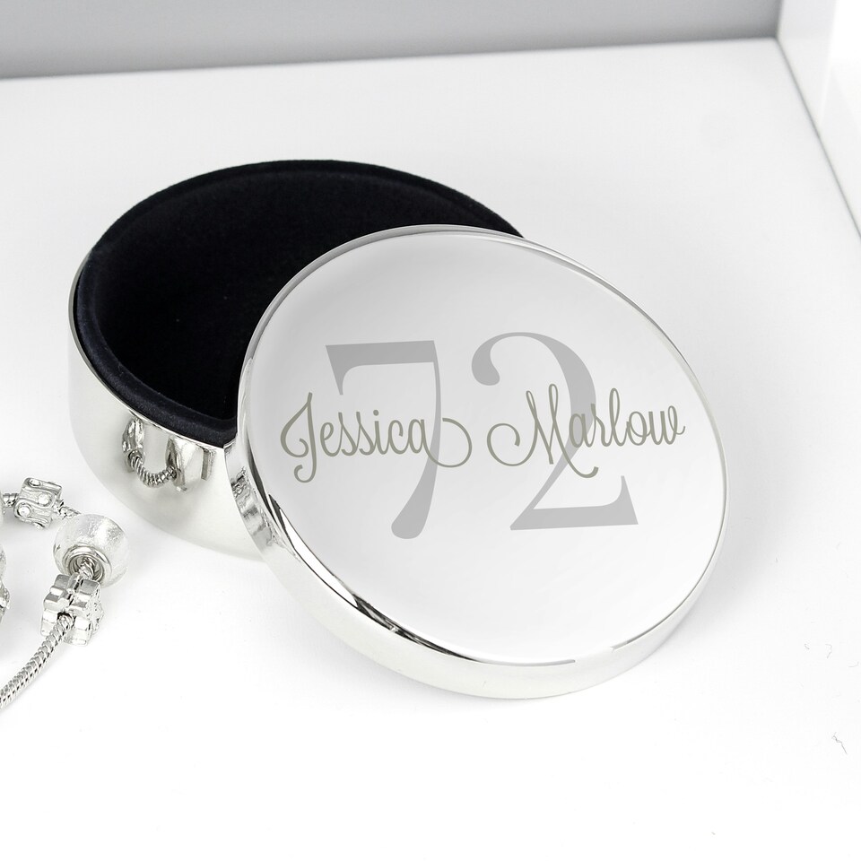 image 1 of Personalised Birthday Big Age Round Trinket Box