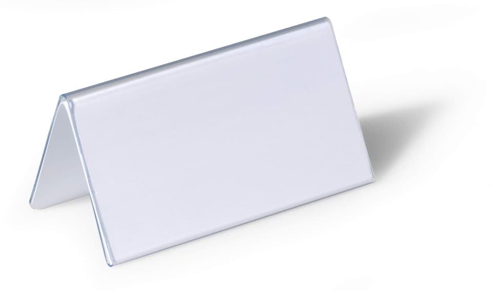 image 1 of Durable Clear Plastic Table Place Name Holders and Inserts | 25 Pack | 52x100mm