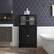 image 5 of COSTWAY 4-Door Bathroom Floor Cabinet Storage Cabine Black Black
