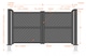 image 2 of Double Swing Gate 3500x1600mm Grey - Diagonal Solid Infill and Flat Top | Grey | 1