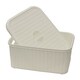 image 2 of JVL Knit Loop Plastic Lidded Rectangular Storage Basket with Handles, 6L - White White