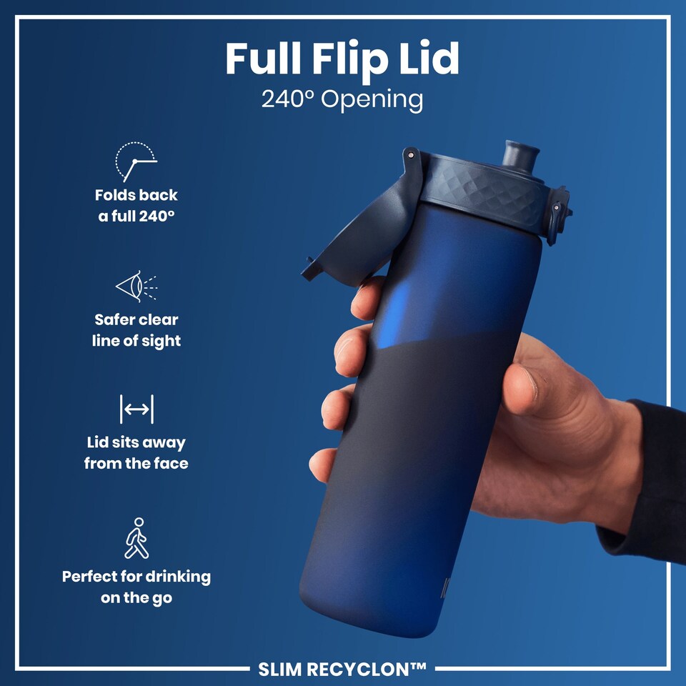 image 1 of Leak Proof Slim Water Bottle, BPA Free, 500ml (18oz) | Blue | Navy | One Size