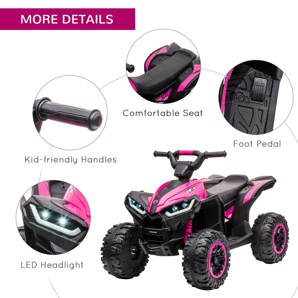 image 1 of HOMCOM 12V Electric Quad Bikes for Kids Ride On Car ATV Toy for 3-5 Years Pink