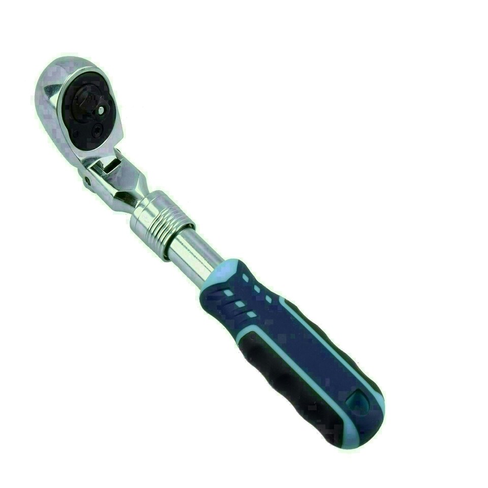 image 1 of 1/4" Drive Extendable + Flexible Ratchet Socket Driver 72 Teeth Quick Release