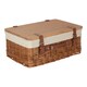 image 4 of 41cm Double Steamed White Lined Willow Empty Picnic Basket with Pinewood Lid | Brown | Brown | M | 1