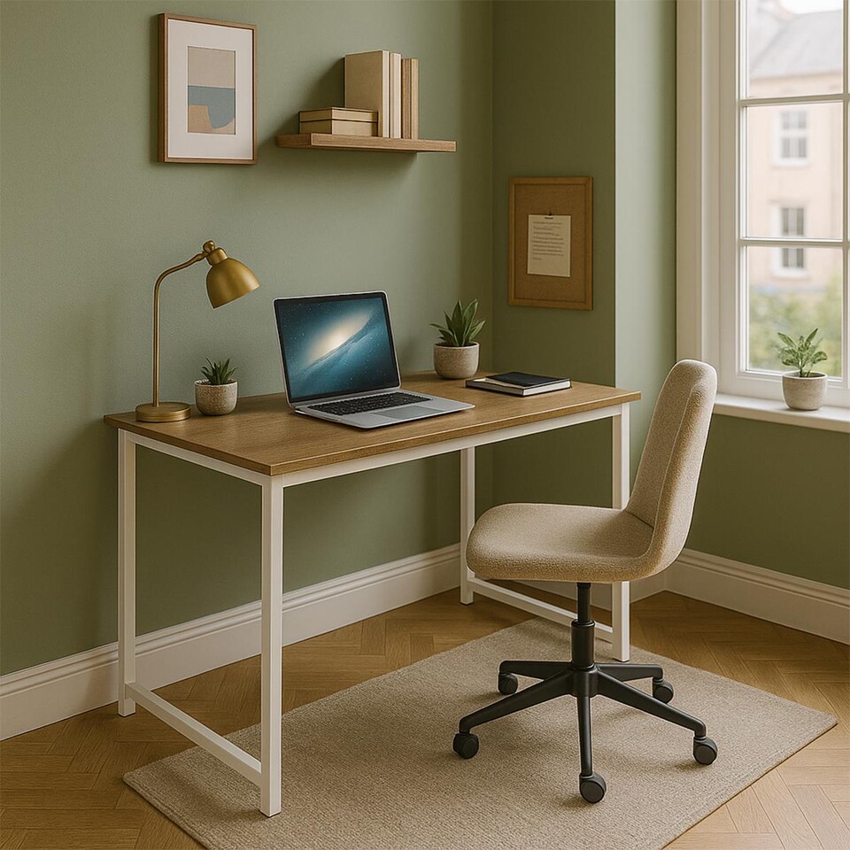 image 1 of House of Home Folding White Wood Computer Desk Foldable Study Coffee Table Laptop Office PC | Brown