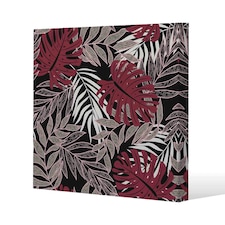Tropical Leaves in Red, White & Grey (Canvas Print) 46 x 46 x 4cm