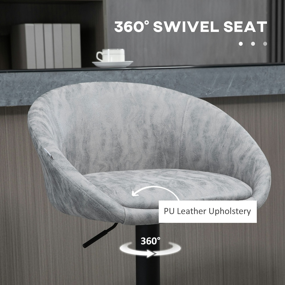 image 1 of HOMCOM Modern Swivel Bar Stools Set of 2 with Adjustable Height