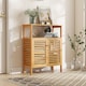 image 3 of COSTWAY Bamboo Side Storage Organizer Bathroom Floor Cabinet