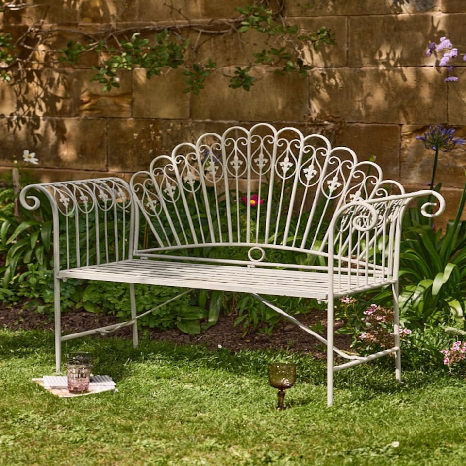 image 1 of Bielle Stone Grey Iron Garden Bench