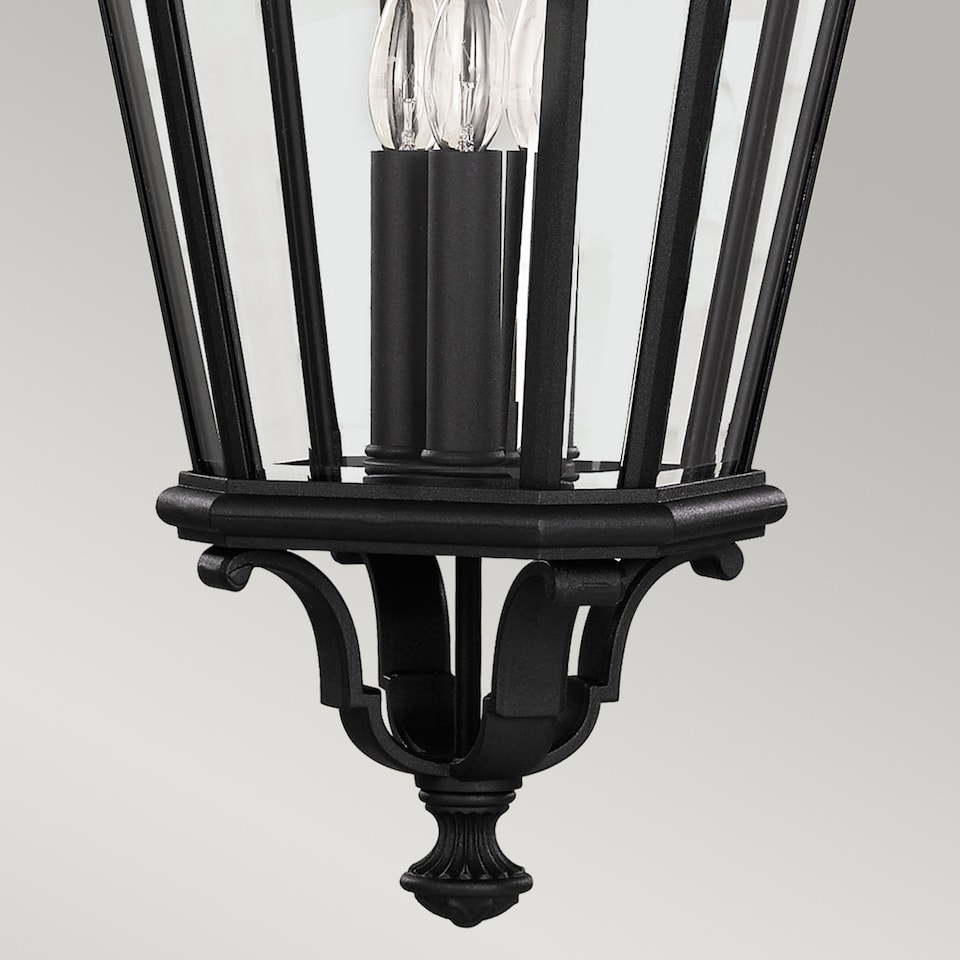 image 1 of Cotswold Lane 3 Light Large Outdoor Ceiling Chain Lantern Black, E14