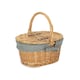 image 4 of Child's Oval Lined Lidded Wicker Picnic Basket with Lining | Blue | Blue | One Size