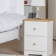 image 3 of Colorado 2 Drawer Bedside Cabinet Soft White Painted Finish with Oak Woodgrain Top, Bedroom Furniture | White | Soft White | 1