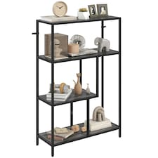 HOMCOM Industrial Bookshelf Bookcase w/ Open Shelves for Study | Grey