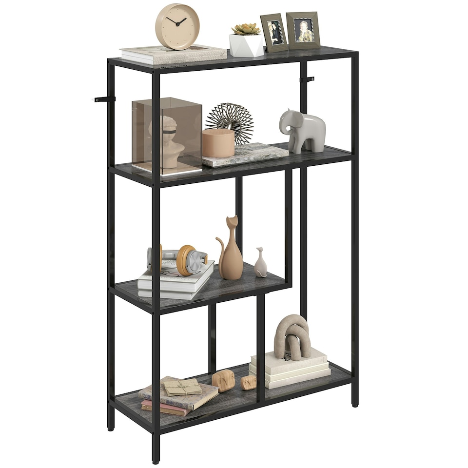 image 1 of HOMCOM Industrial Bookshelf Bookcase w/ Open Shelves for Study | Grey