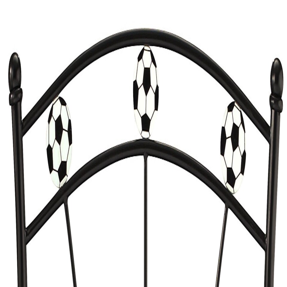 image 1 of 3ft Single Football headboard.Metal black soccer, sports bed head end. 3ft Single Black | 3ft Single