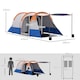 image 3 of Outsunny 2-3 Man Camping Tent, Tunnel Tent with Bedroom, Living Room and Porch, Sewn-in Groundsheet, Portable with Bag, for Fishing Hiking Festival | Orange