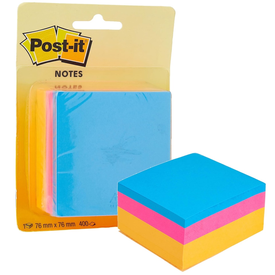 image 1 of 400 Assorted Neon Bright Post-it Sticky Notes Reminder Memo Pads Pack 76X76mm