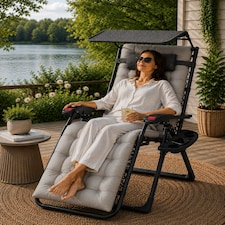 Luxury Zero Gravity Lounge Chair With Thick Cushion and Canopy - Single Chair